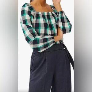 New with Tags Ann Taylor Plaid Blouse Size Small Petite